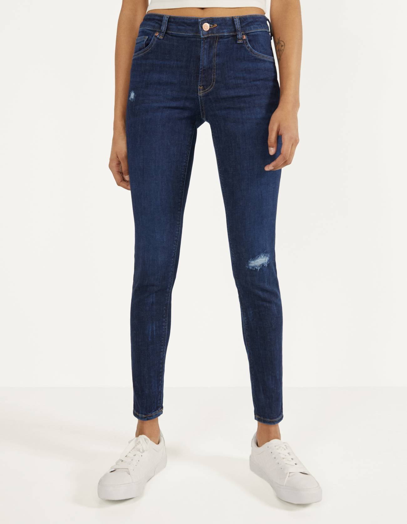 Bershka Jeans Mid Waist Mujer 42 Marino