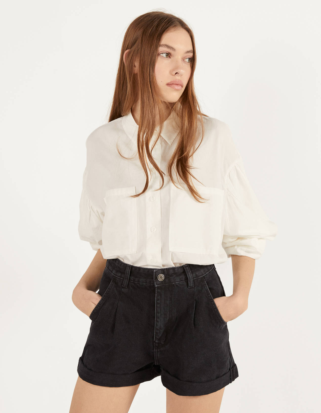 BestPriceOk - Bershka Short denim Mom Fit Mujer 42 Negro