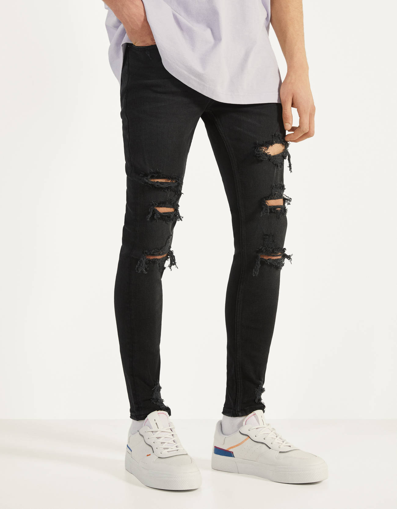 BestPriceOk - Bershka Jeans Super Skinny Fit Hombre 44 Negro