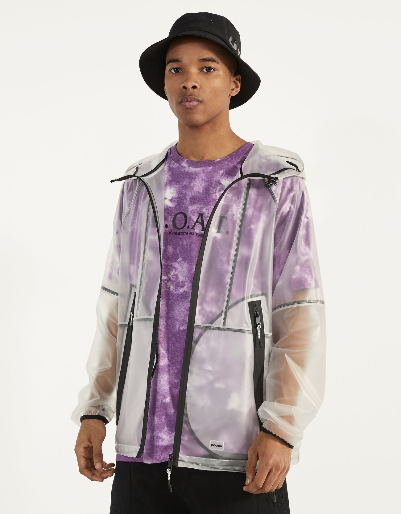 BestPriceOk - Bershka Cazadora transparente con capucha Hombre XL Blanco
