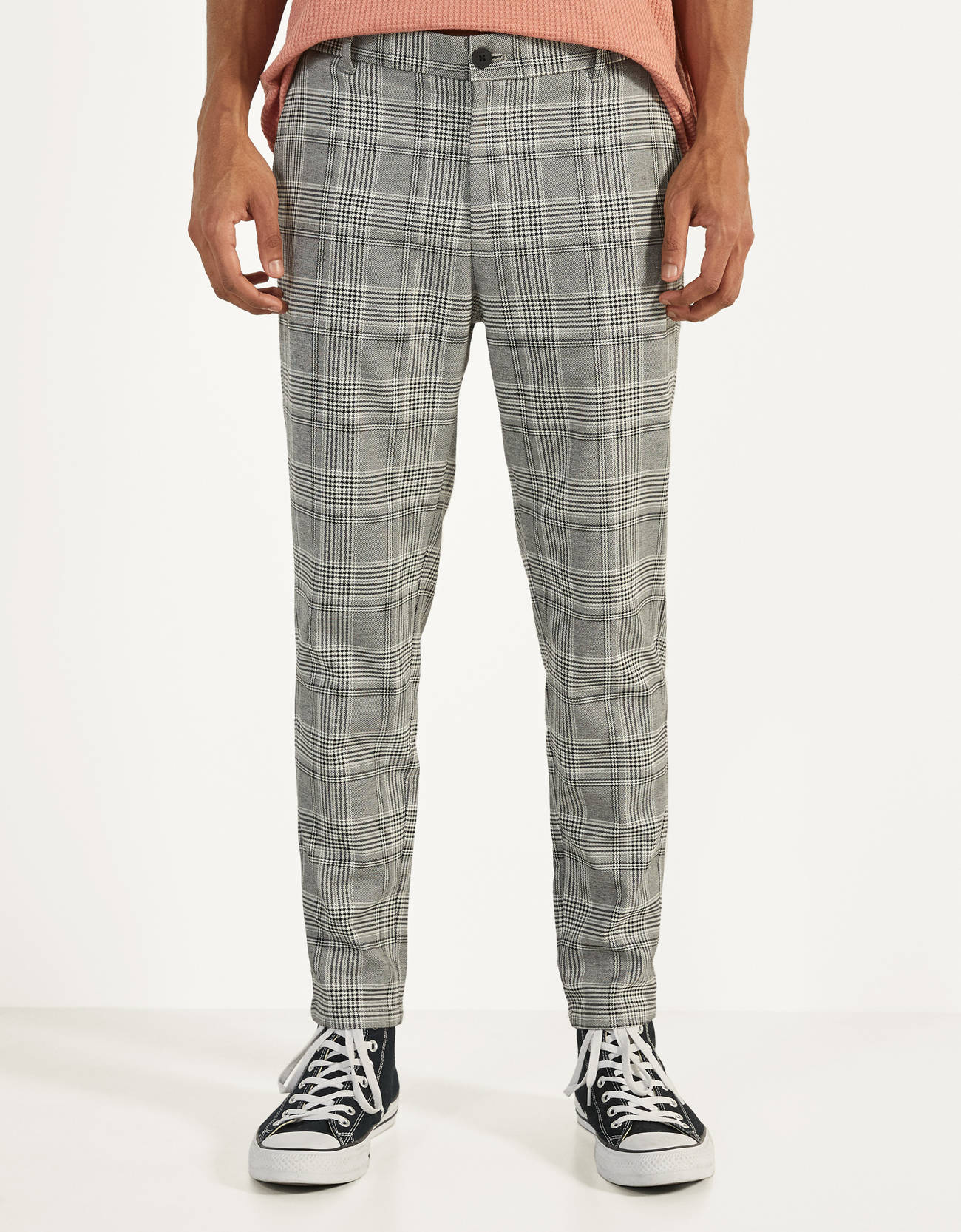BestPriceOk - Bershka Pantalón tailoring de cuadros Hombre 44 Gris