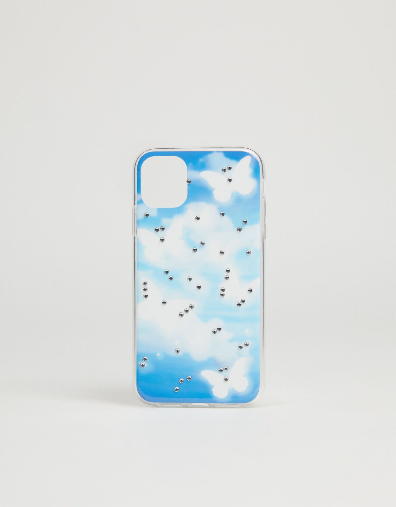 Bershka Handyhülle Mit Schmetterlingen Für Iphone 12 / 12 Pro Damen Blau female one size TPU;glas