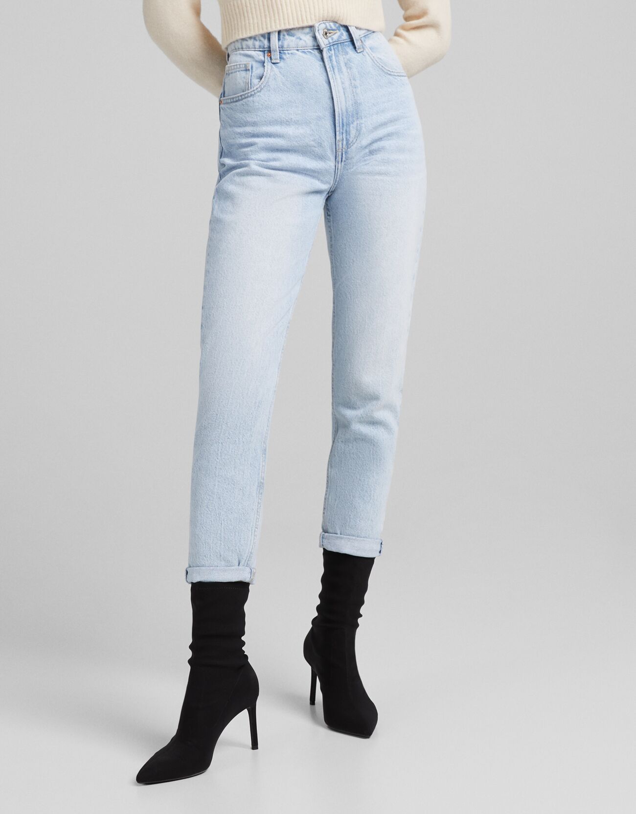 Jeans Mom Fit Donna 42 (Eu 38) Azzurro Lavato