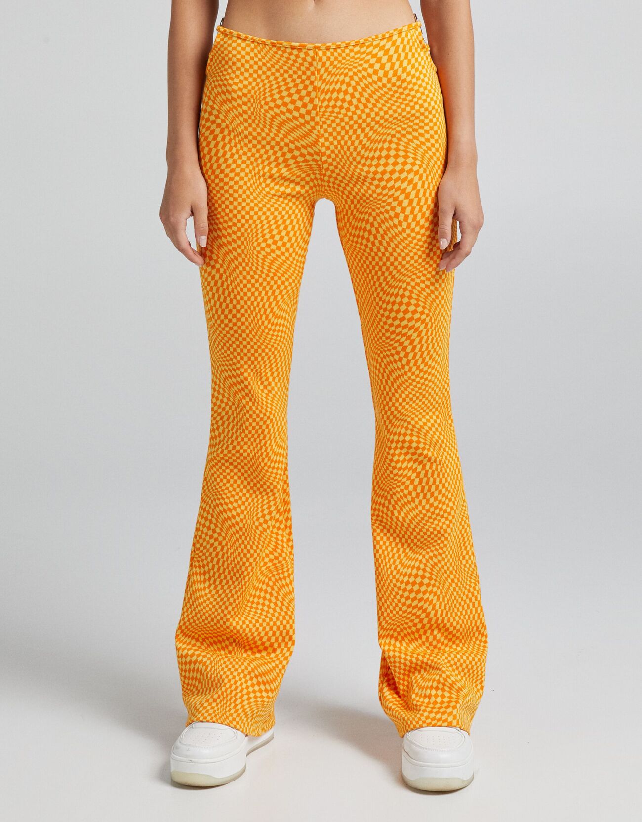 Bershka Pantalon Flare Imprimé Femme M Orange
