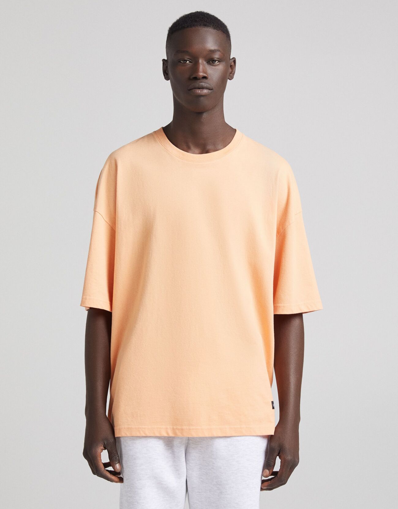 Bershka T-Shirt Manches Courtes Extra Loose Homme S Orange