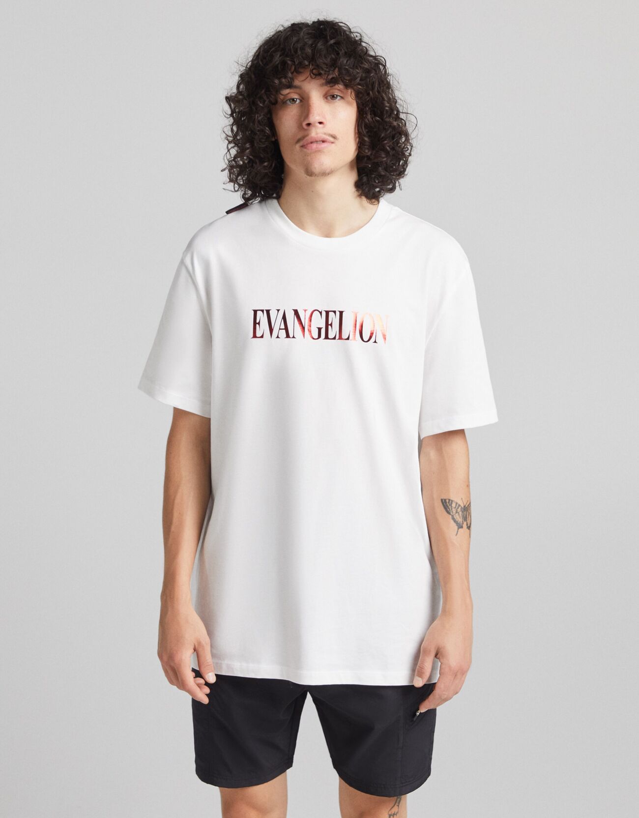 Maglietta A Maniche Corte Stampa Evangelion Uomo L Bianco