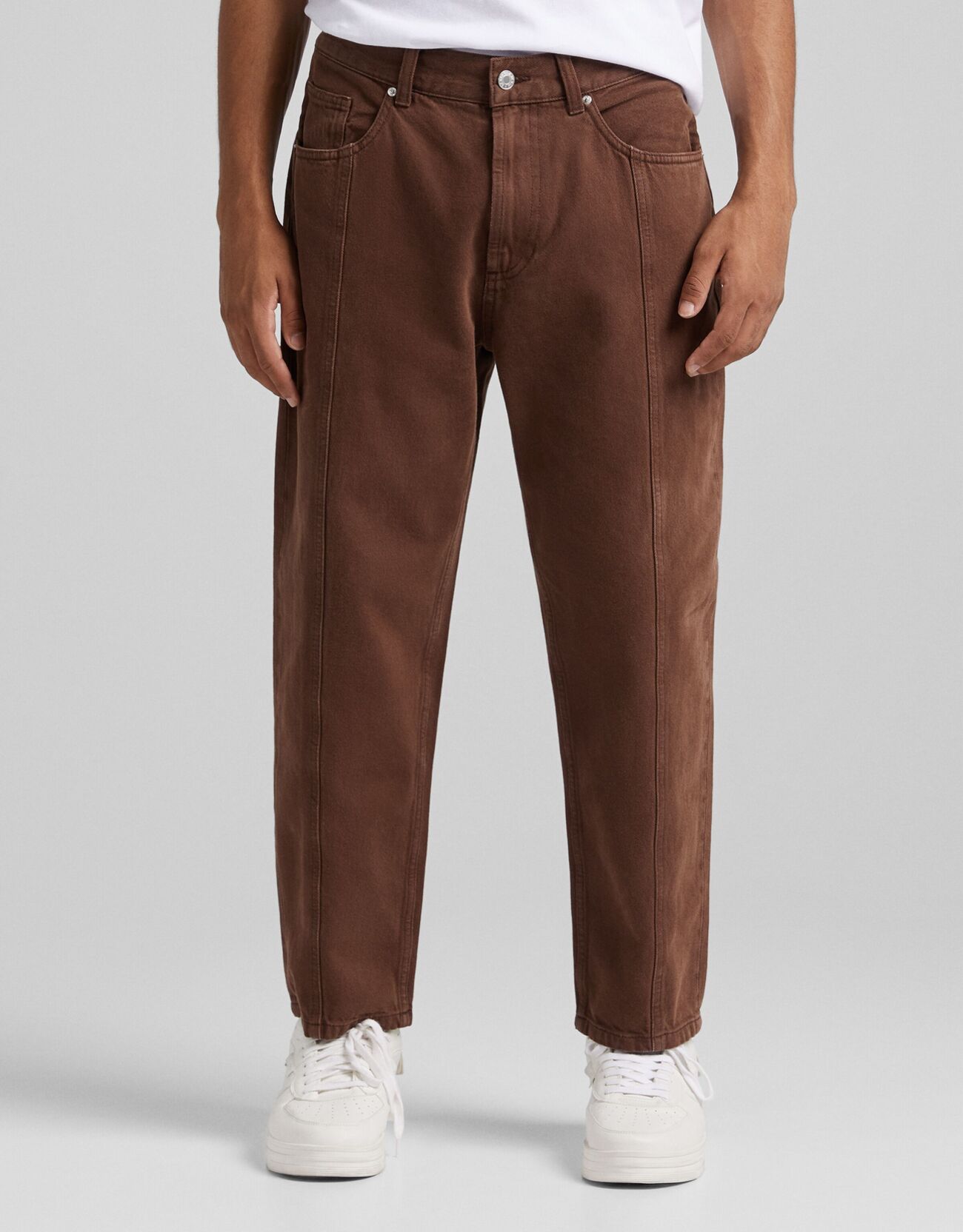 Jeans Straight Fit Cropped Uomo 42 (Eu 36) Marrone