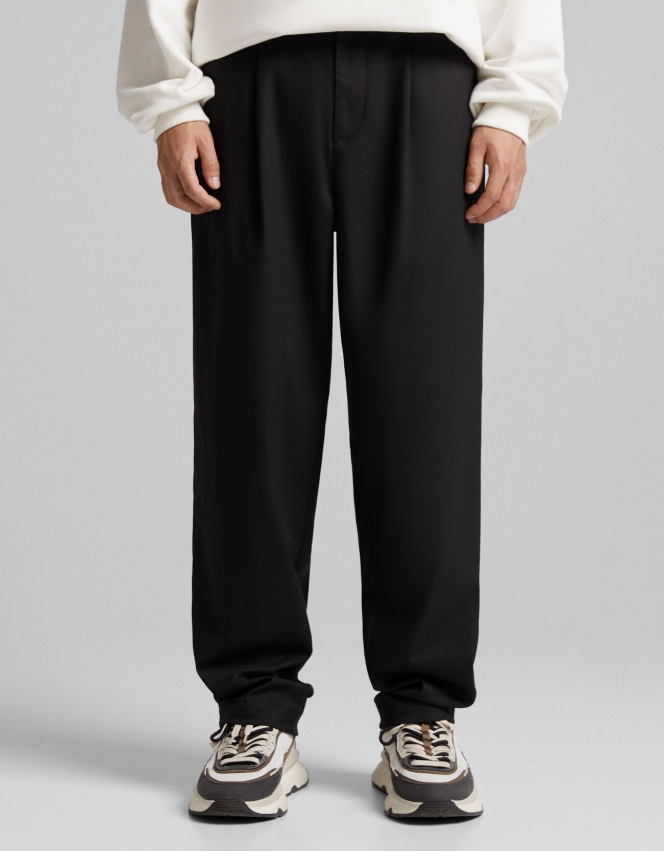 Pantaloni Wide Leg Pince Uomo 44 (Eu 38) Nero