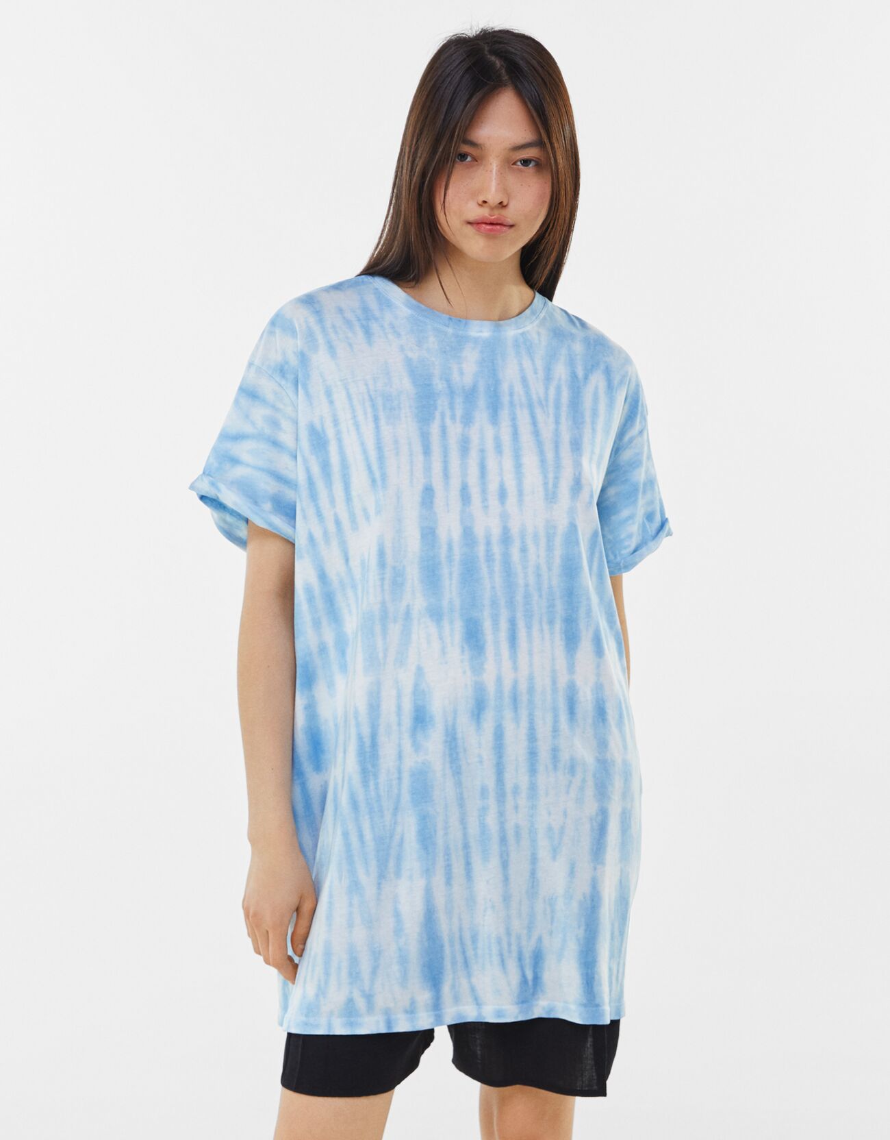 bershka -  Kurzes Kleid Mit Print Damen S Türkis