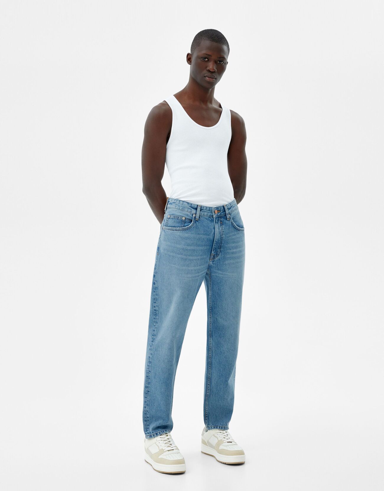 Bershka Vintage Jeans In Recht Model Heren 40 Gewassen Blauw