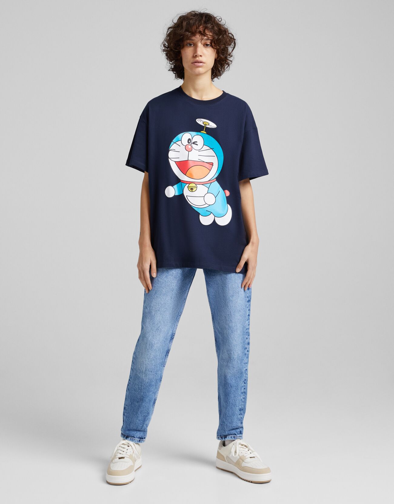 Bershka Camiseta Manga Corta Doraemon Print Mujer S Marino