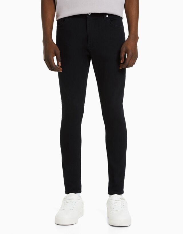 Bershka Jeans Super Skinny Uomo 42 (Eu 36) Nero