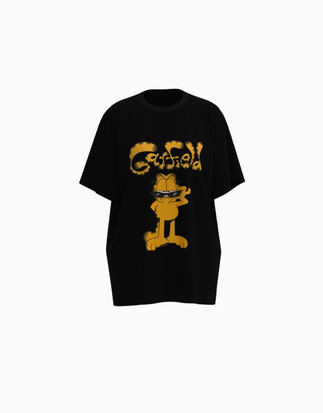 Bershka Camiseta Garfield Manga Corta Oversize Print Mujer S Negro
