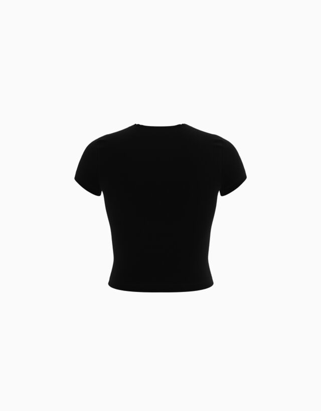 Bershka Camiseta Hatsune Miku Manga Corta Ajustada Print Mujer M Negro