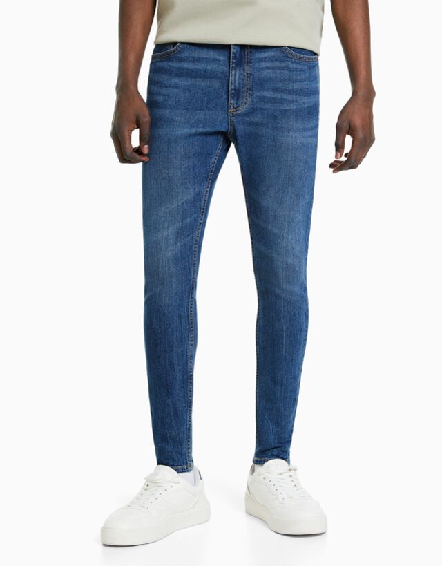 Bershka Jeans Super Skinny Uomo 44 (Eu 38) Azzurro