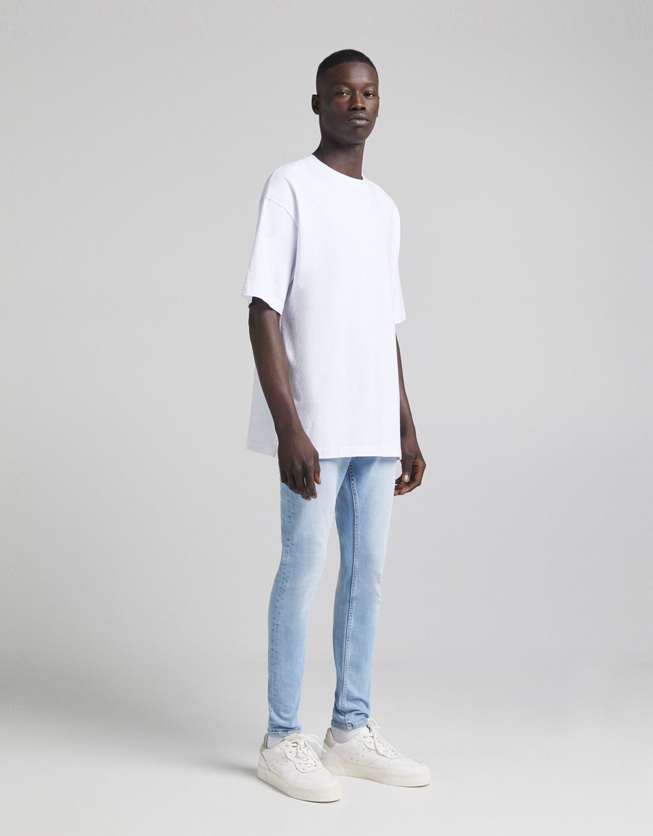 Bershka Jeans Super Skinny Uomo 48 (Eu 42) Azzurro Lavato