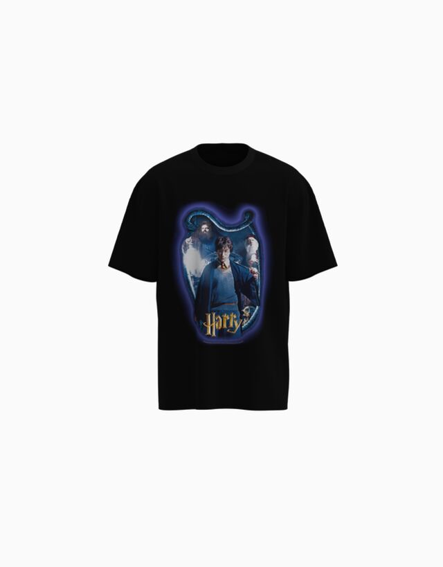 Bershka Camiseta Harry Potter Manga Corta Boxy Fit Print Hombre Xl Negro