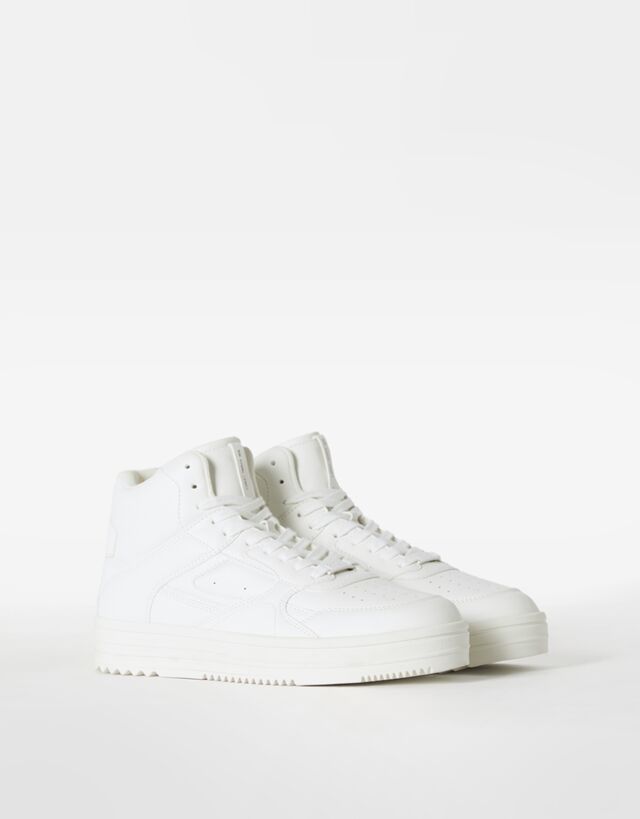 Bershka Hohe Herrensneaker Herren 43 Weiss