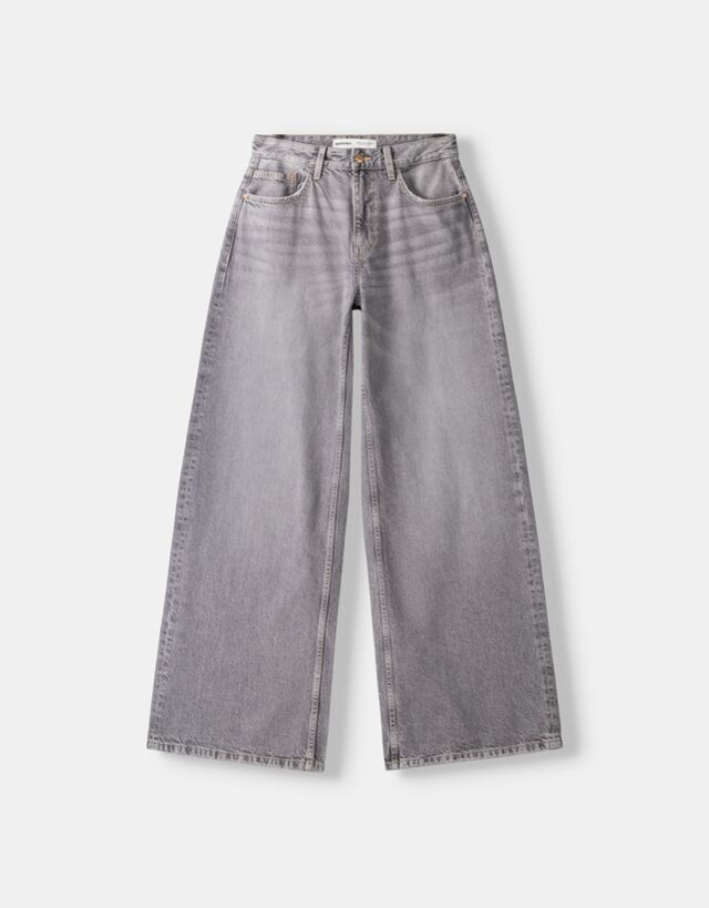 Bershka Jeans Wide Leg Bskteen 40 Gris