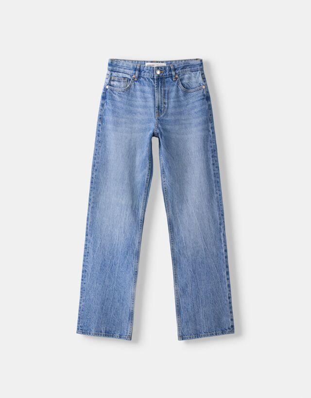 Bershka Jeans Straight Bskteen 32 Azul Lavado