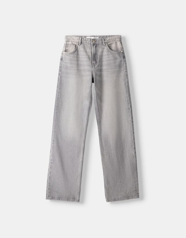 Bershka Jeans Straight Bskteen 44 Gris