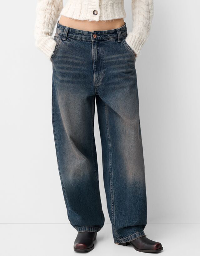 Bershka Jeans Skater Mujer 44 Azul