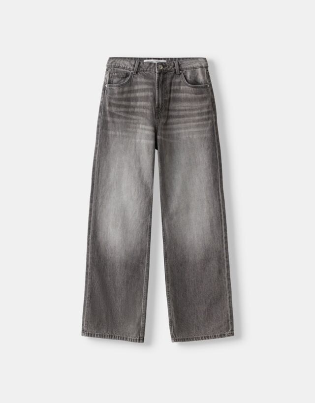 Bershka Jeans Baggy Bskteen 38 Gris Oscuro
