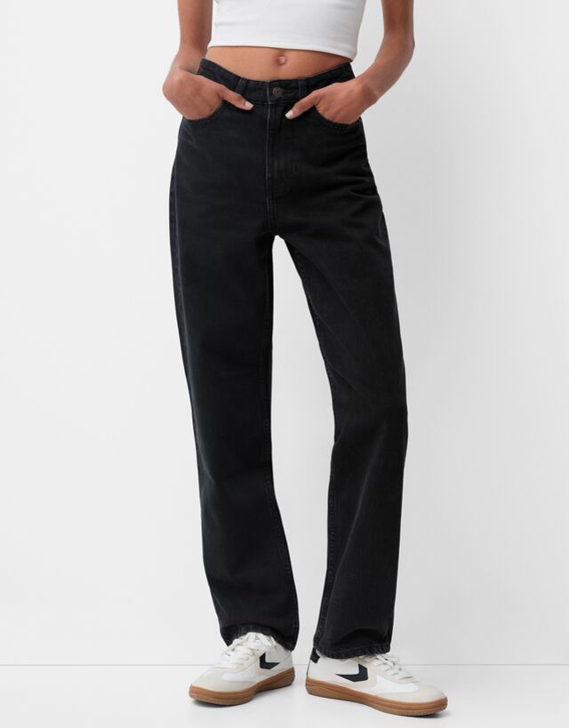 Bershka Jeans Mom Bskteen 38 Negro