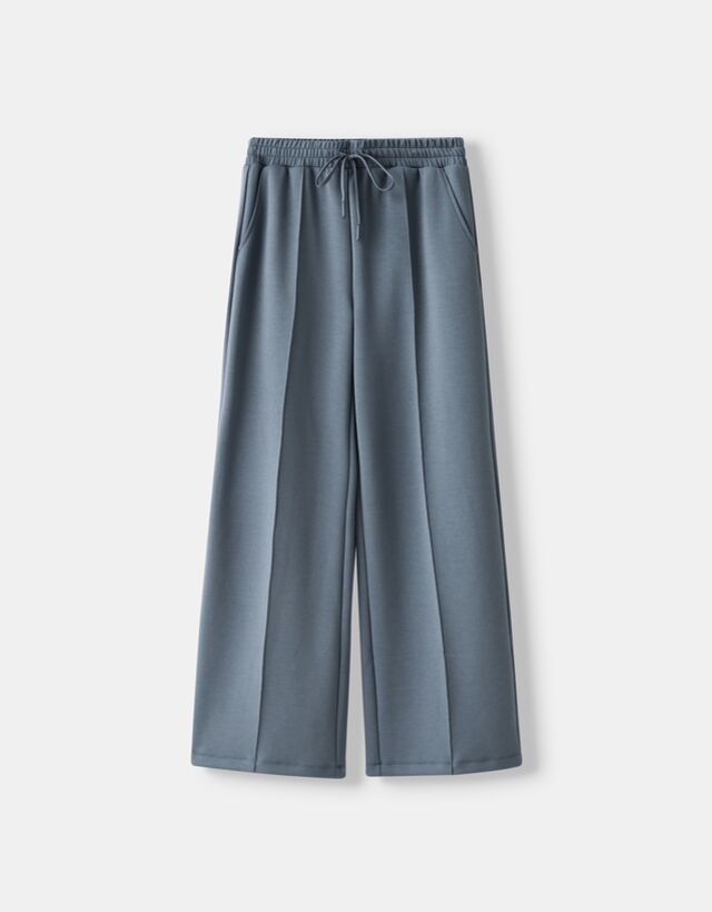 Bershka Pantalón Wide Leg Soft Touch Bskteen S Gris Oscuro