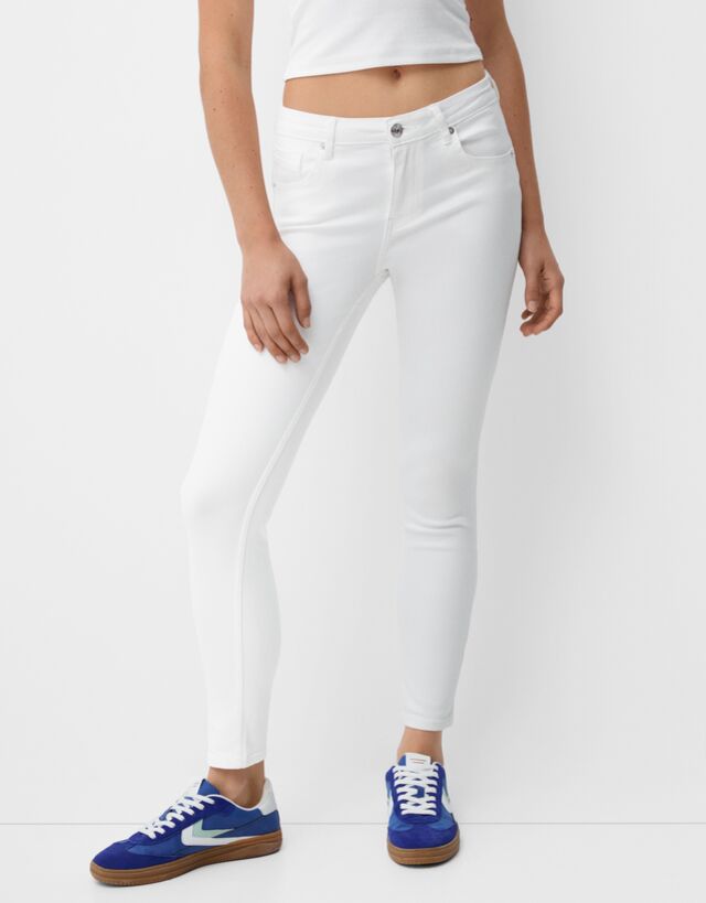 Bershka Jeans Skinny Push Up Mujer 32 Blanco