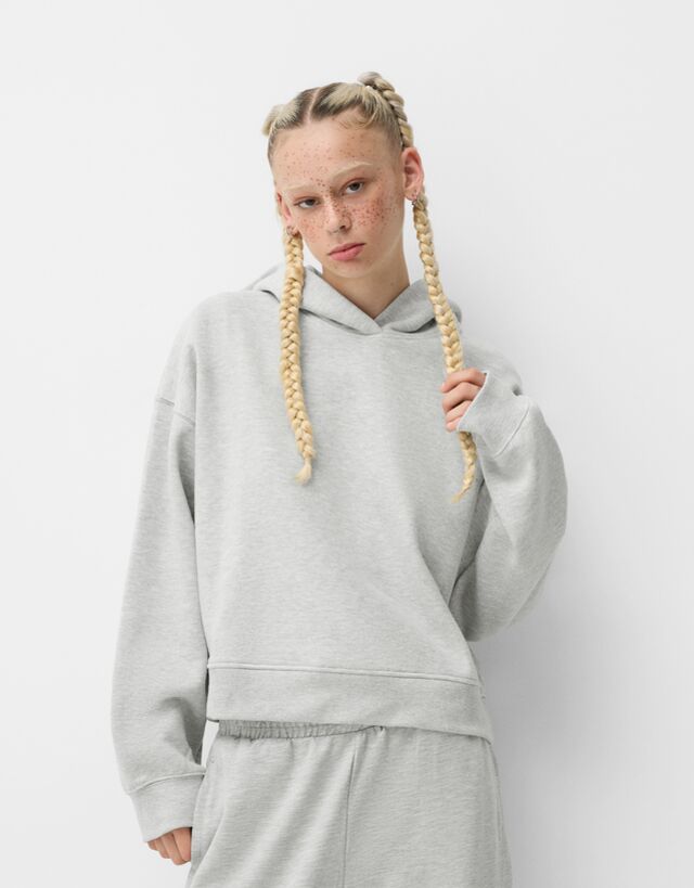 Bershka Sudadera Felpa Capucha Bskteen Xs Gris