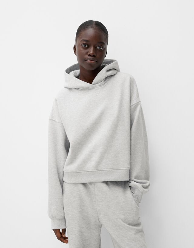 Bershka Sudadera Felpa Capucha Mujer Xl Gris