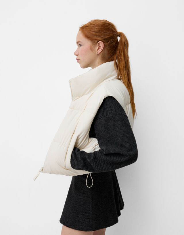 Bershka Chaleco Cropped Acolchado Bskteen M Crudo
