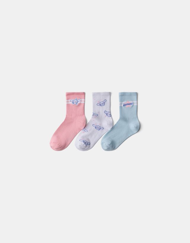 Bershka Pack 3 Calcetines Cinnamoroll Mujer Rosa