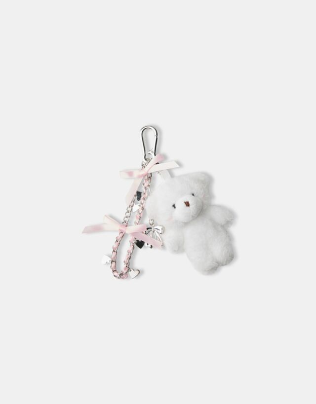 Bershka Llavero Oso Mujer Blanco