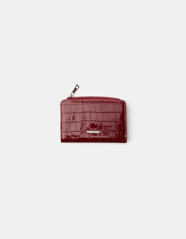 Bershka Monedero Efecto Charol Grabado Animal Print Mujer Granate