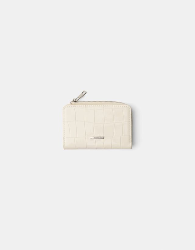 Bershka Monedero Efecto Charol Grabado Animal Print Mujer Crudo
