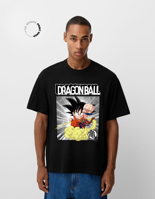 Bershka Maglietta Dragon Ball A Maniche Corte Uomo M Nero