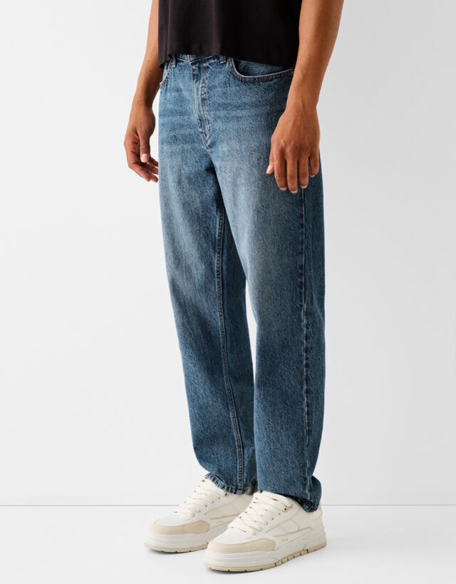 Bershka Jeans Straight Hombre 42 Azul