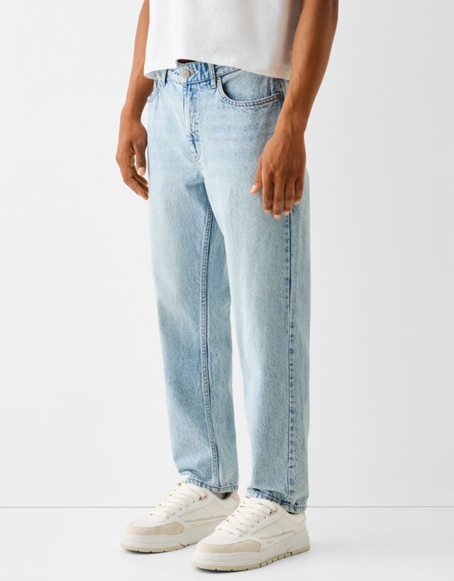 Bershka Jeans Straight Hombre 46 Azul Claro