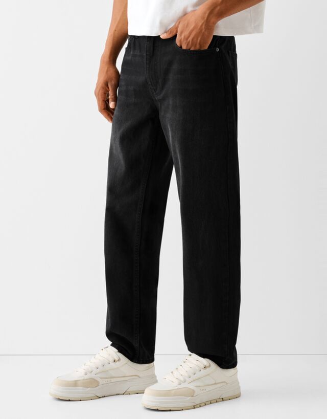 Bershka Jeans Straight Hombre 36 Negro