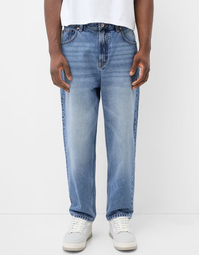 Bershka Jeans Loose Hombre 46 Azul Lavado
