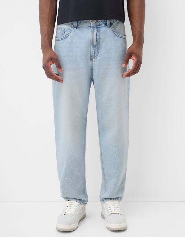 Bershka Jeans Loose Hombre 38 Azul Claro