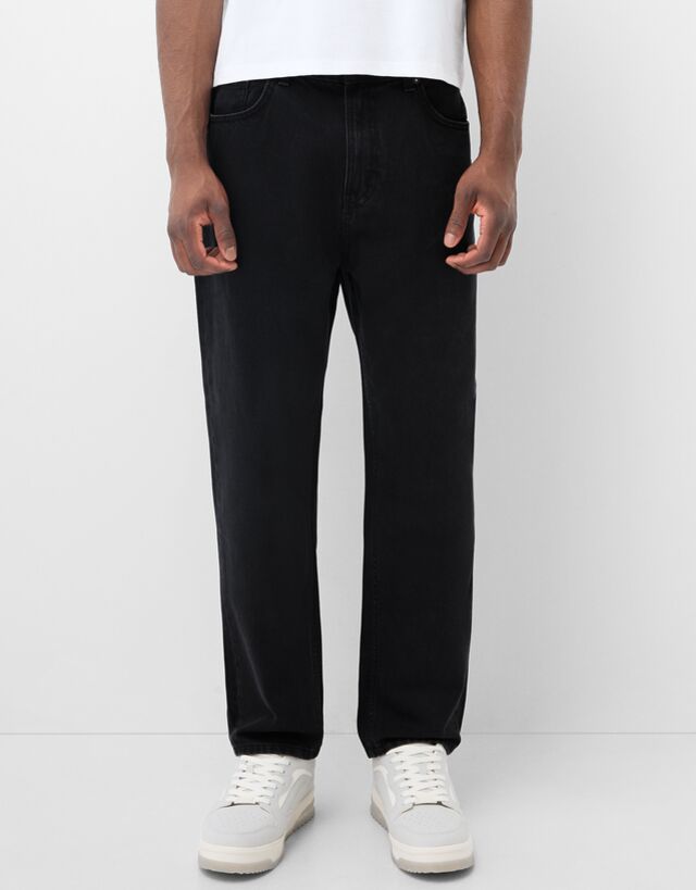 Bershka Jeans Loose Hombre 36 Negro