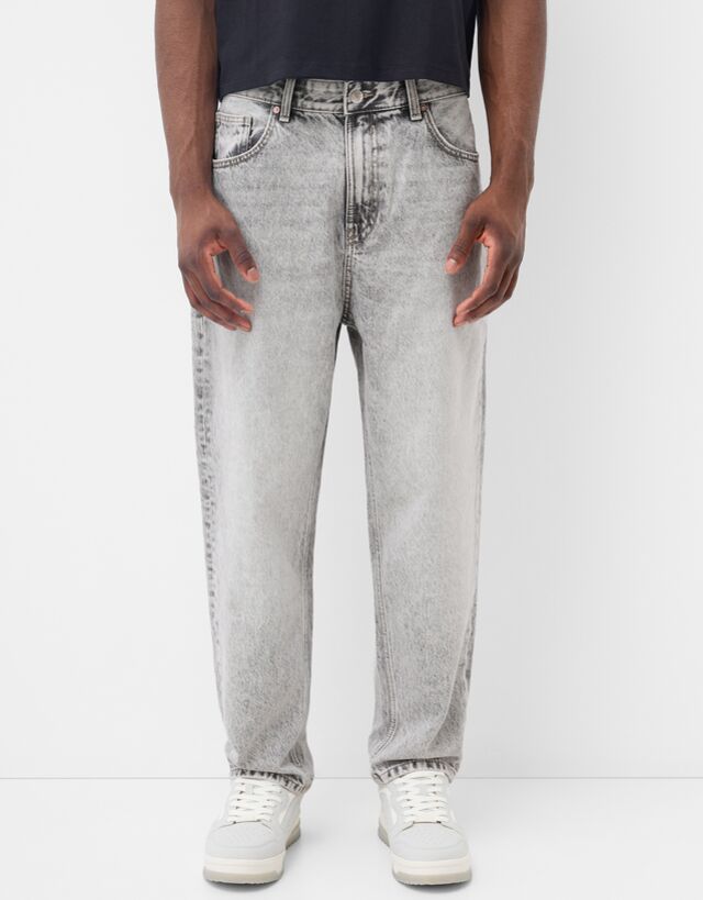 Bershka Jeans Loose Hombre 42 Gris