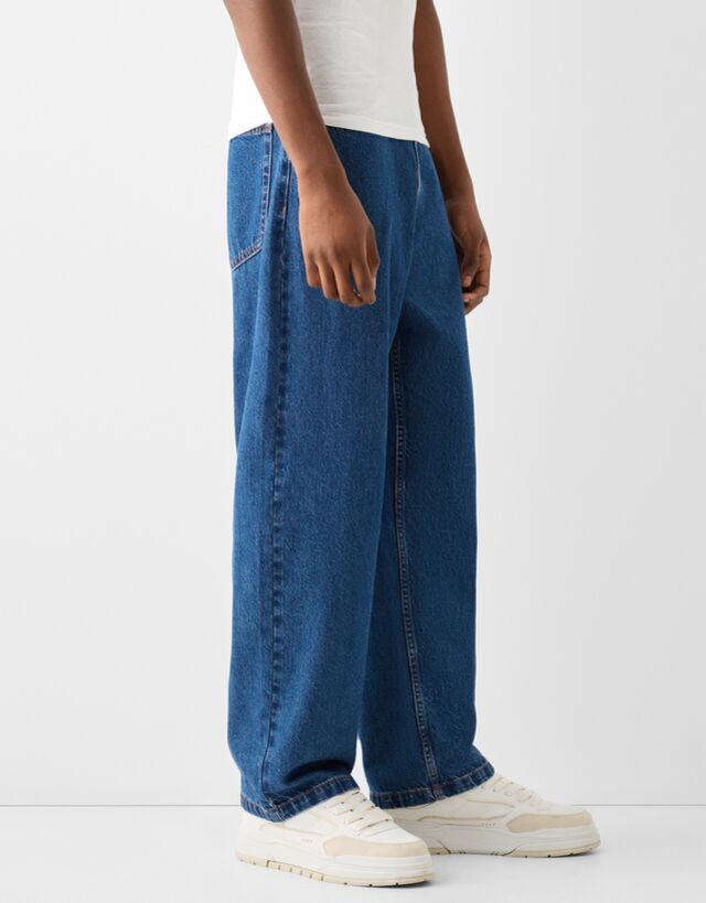 Bershka Jeans Baggy Hombre 36 Azul
