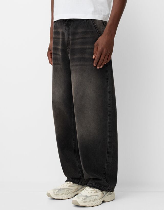Bershka Jeans Skater Hombre 38 Negro