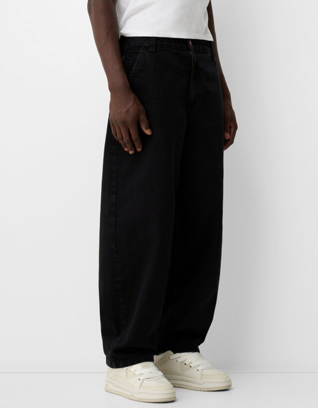 Bershka Jeans Skater Hombre 32 Gris