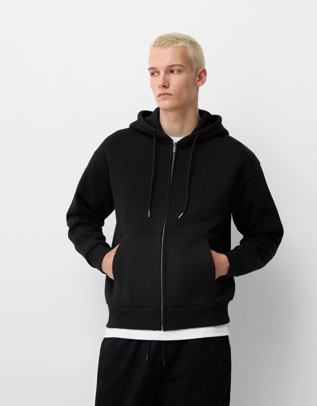 Bershka Sudadera Cremallera Hombre Xs Negro