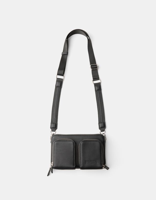 Bershka Bolso Crossbody Doble Bolsillo Hombre Negro